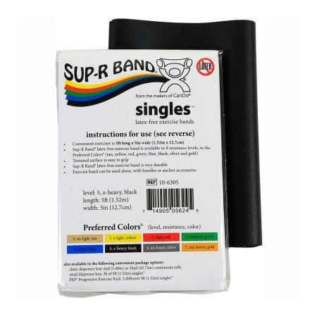 Fabrication Enterprises Sup-R Band Latex Free Exercise Band, 5' Strip, Black, 1/PK 1609168